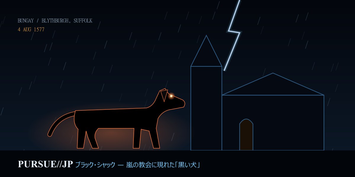 ブラック・シャック1577——嵐の教会に現れた「黒い犬」：フレミングの小冊子、ブライスバラの「悪魔の指紋」、レイストン修道院の巨大な犬の骨を徹底検証