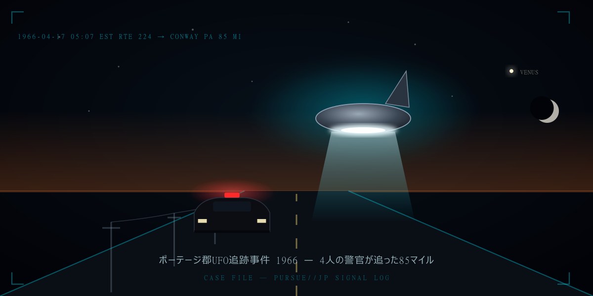 ポーテージ郡UFO追跡事件1966——4人の警官が時速160kmで追った「アイスクリームコーン」85マイル：空軍の「金星」説と、追った男たちのその後を徹底検証